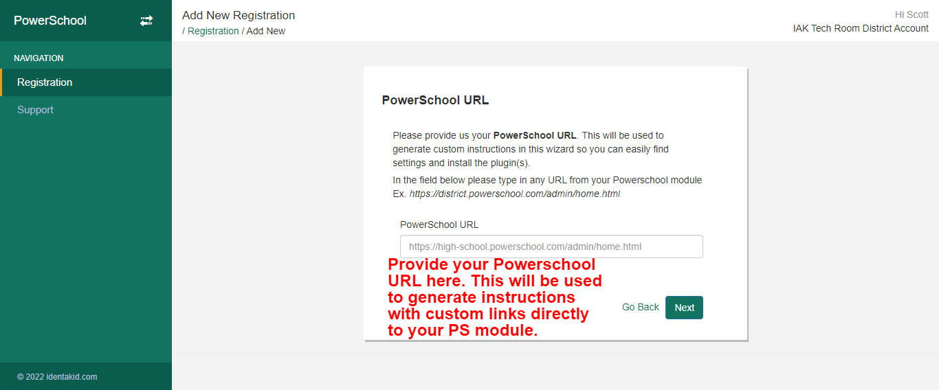 Enter PowerSchool URL