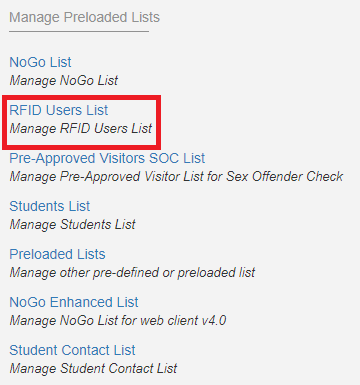 RFID Users List